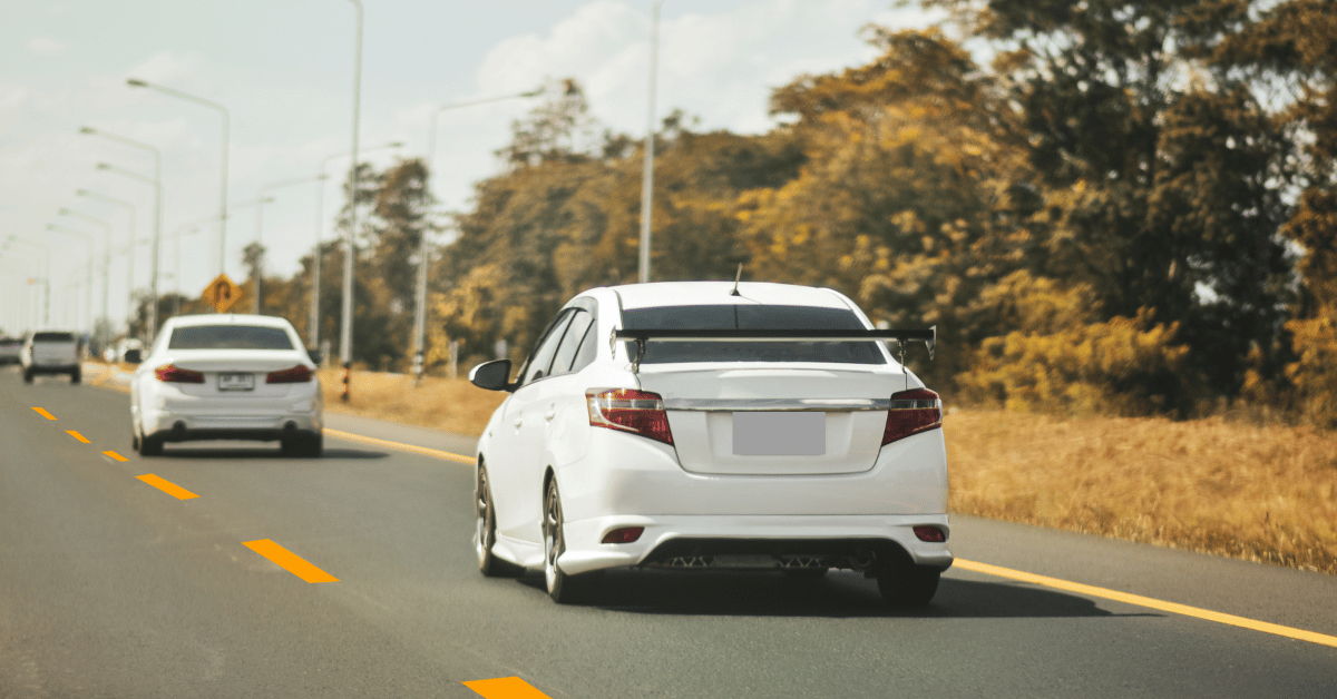 Car back tailing in highway