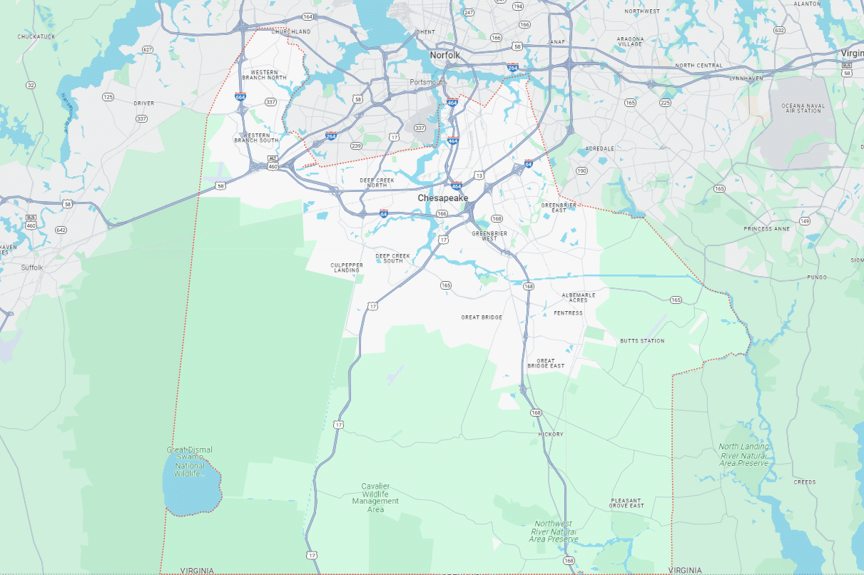 Chesapeake, VA Map