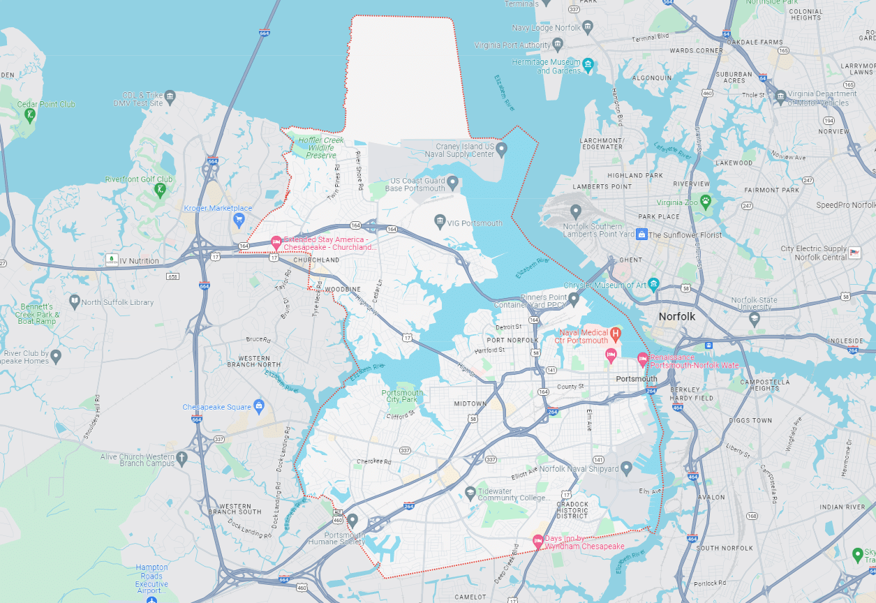 Portsmouth, VA Map